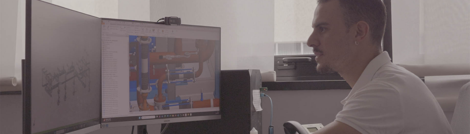 Modellazione impianti 3D Software usato a monitor